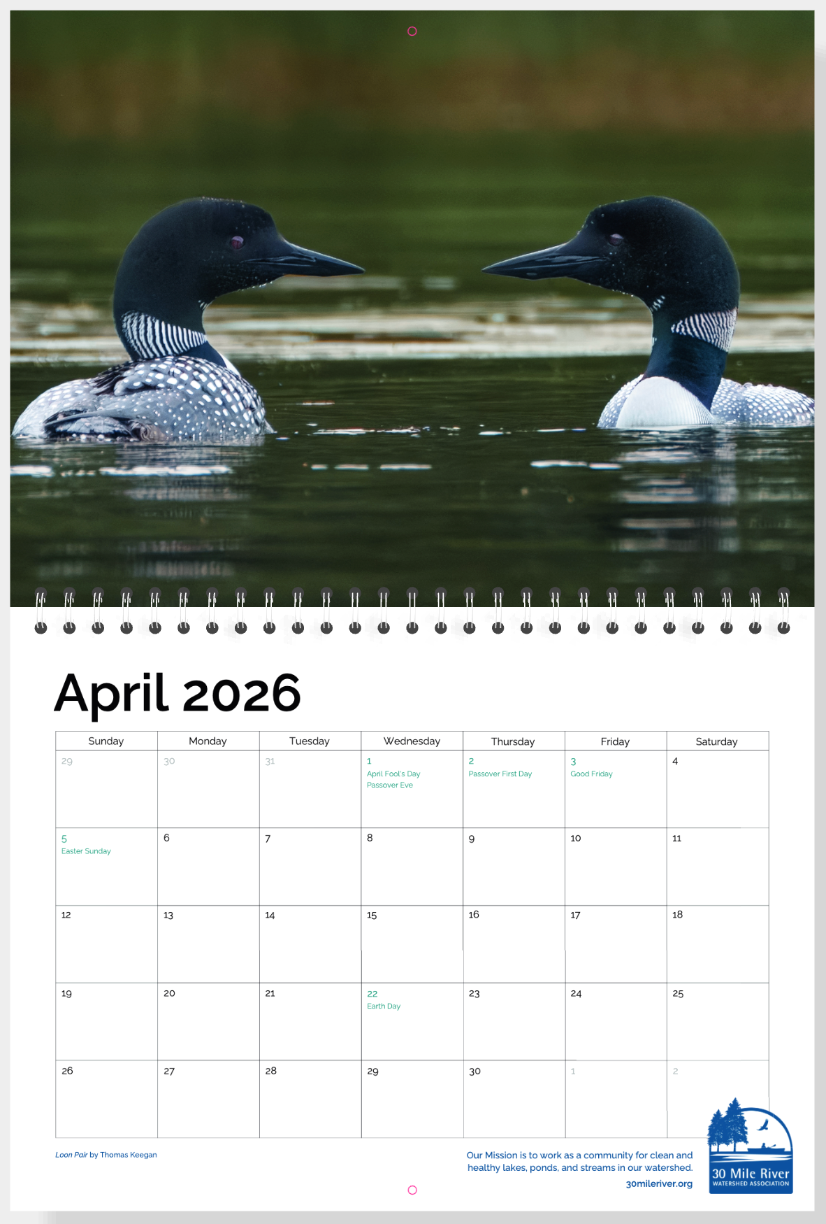 30 Mile River Watershed Calendar, 2026