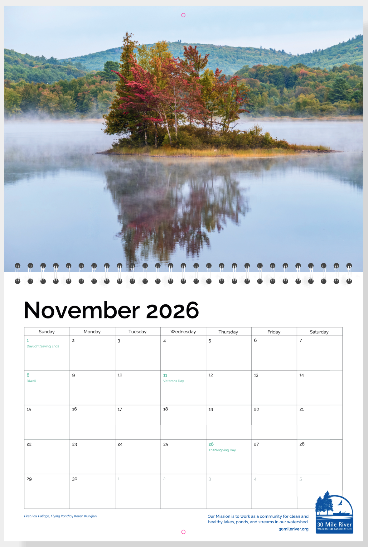 30 Mile River Watershed Calendar, 2026