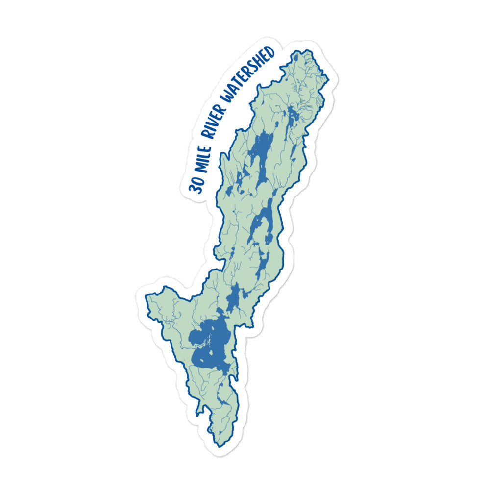 30 Mile Watershed Map Sticker